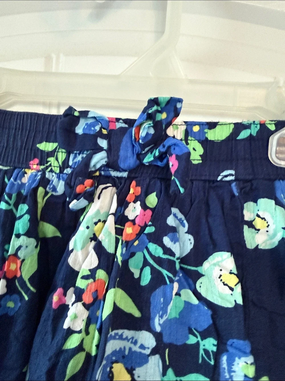 Gently worn Cherokee Mint Bunny Graphic Tee with Navy Floral Skirt Set
